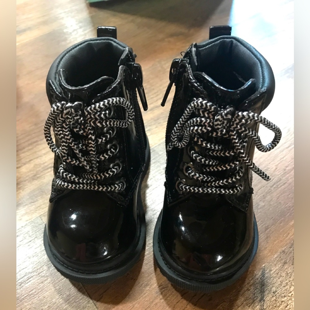 Baby Black Lace-Up Boots
